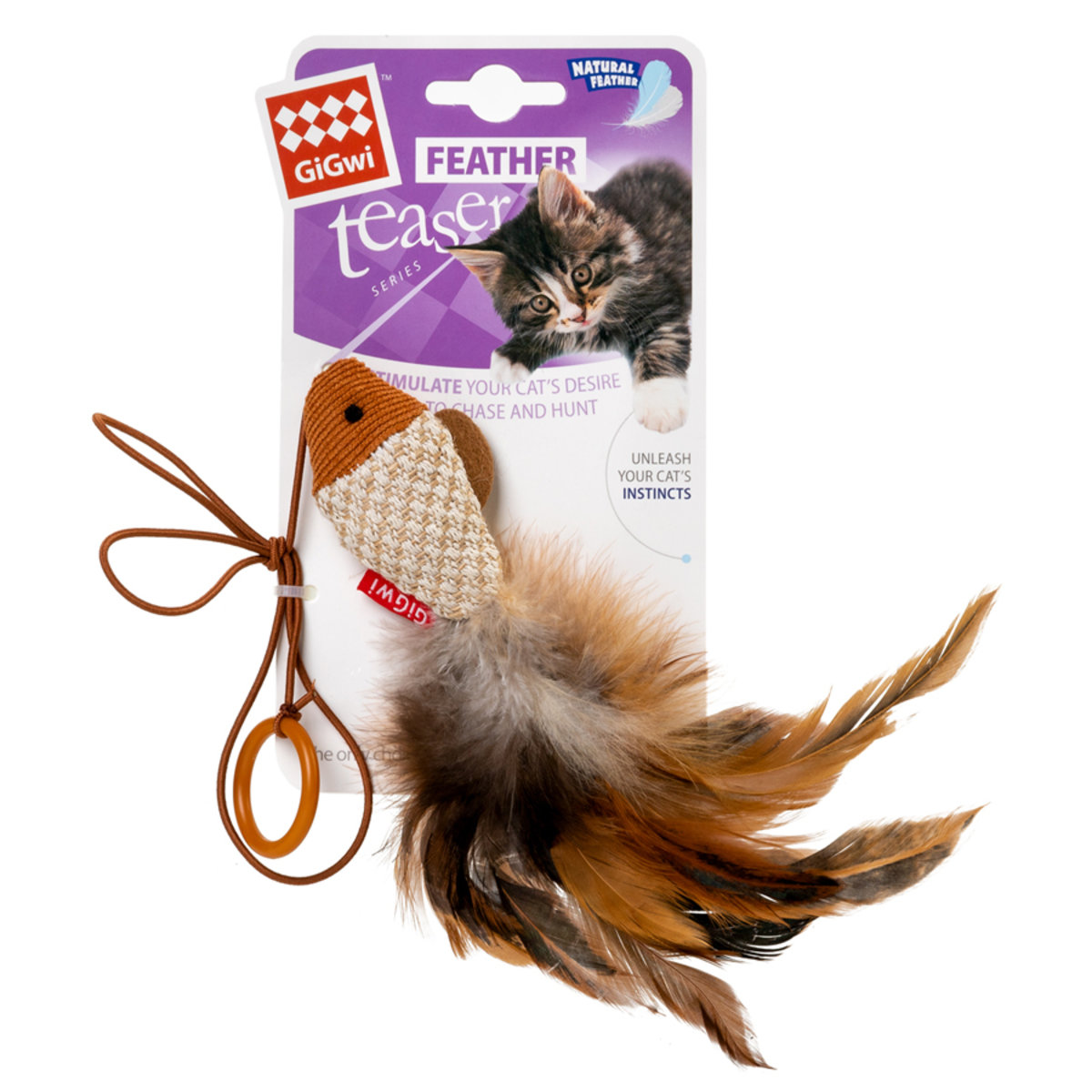 GIGWI TEASER игрушка-дразнилка с рыбкой и перьями для кошек