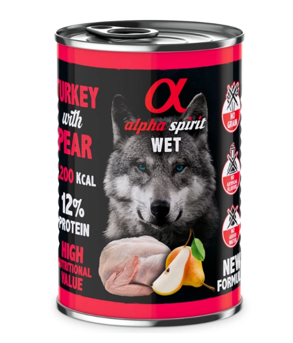 Alpha Spirit Turkey with Pear – влажный корм с индейкой и грушами для взрослых собак