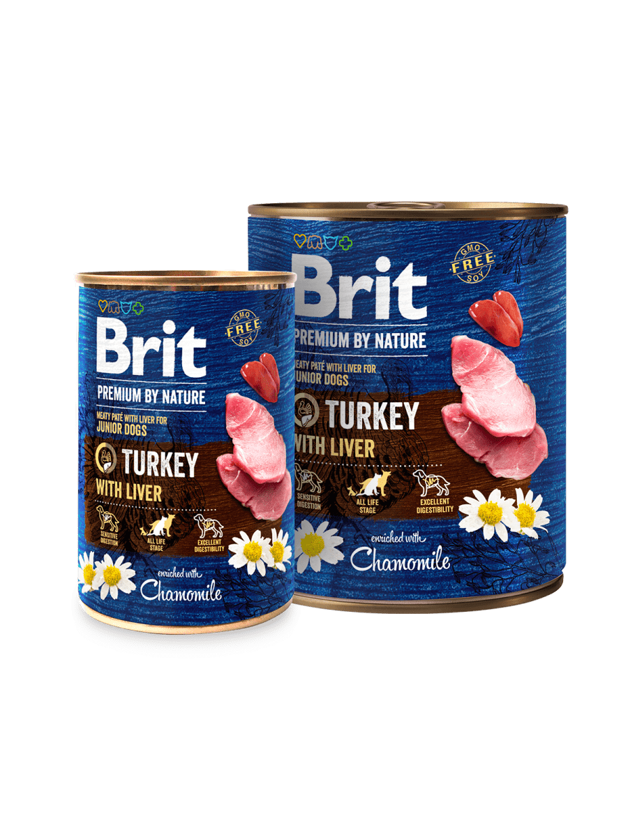 BRIT PREMIUM TURKEY WITH LIVER – кансерви з індичкою та печінкою для цуценят та молодих собак 