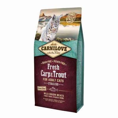 Carnilove Fresh Carp & Trout Sterilised – сухой корм с карпом и форелью для взрослых стерилизованных котов