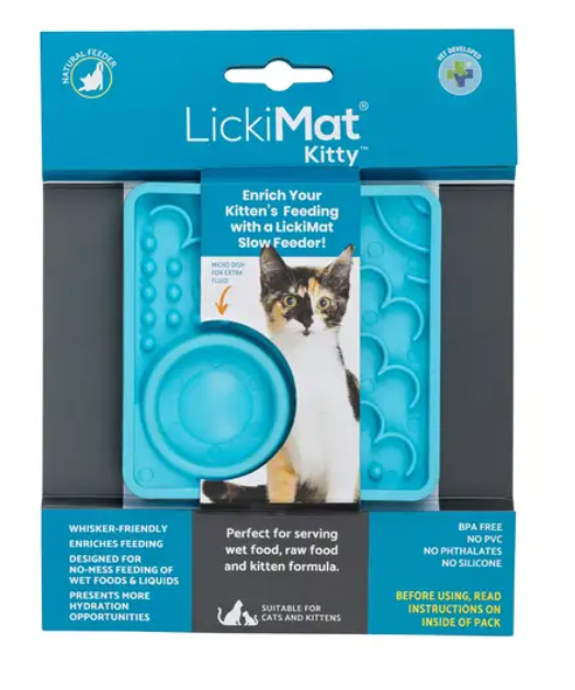 LickiMat CAT KITTY – каучуковый коврик для медленного кормления кота.