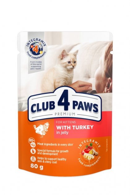 CLUB 4 PAWS PREMIUM KITTEN – влажный корм для котят с индейкой в желе