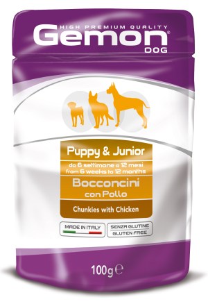  GEMON PUPPY & JUNIOR CHUNKIES WITH CHICKEN – влажный корм с курицей для щенков