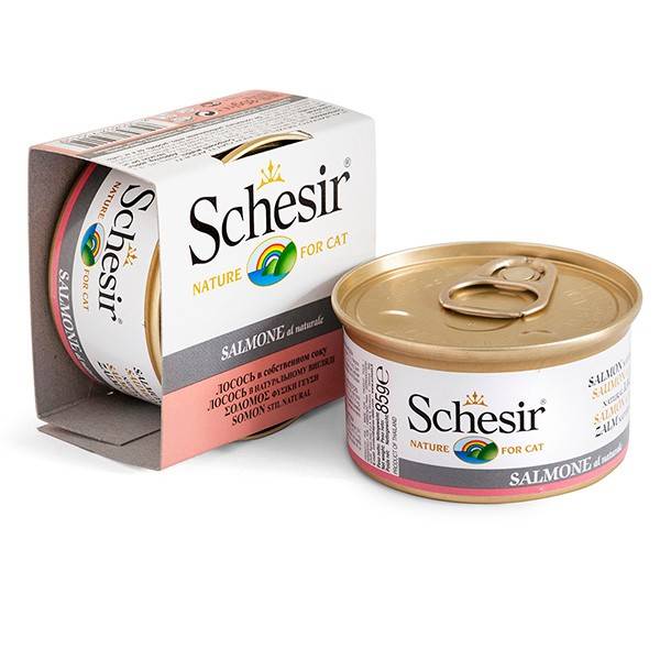 Schesir Salmon Natural Style – консервы с лососем для взрослых котов
