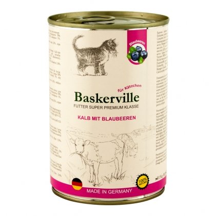 Baskerville консерви зі шматочками телятини і чорницею для кошенят