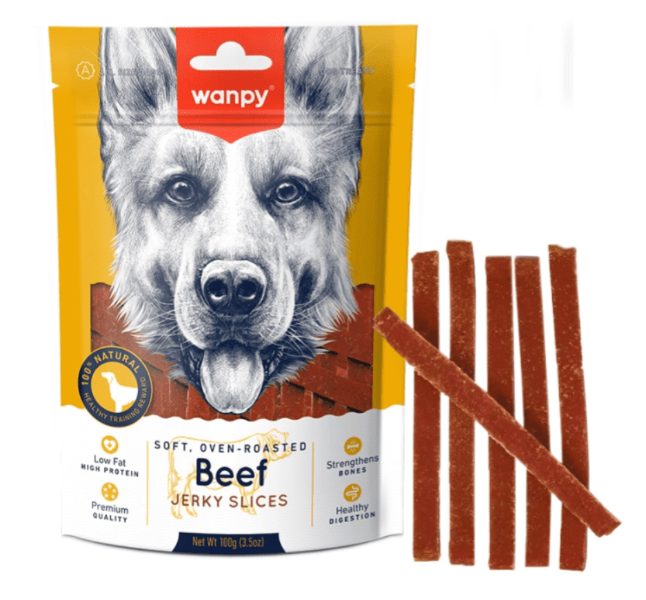 Wanpy Soft Beef Jerky Slices - ласощі слайси в'яленої яловичини з качкою для собак