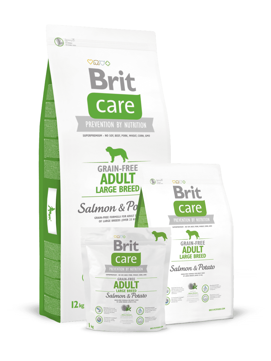 BRIT CARE GRAIN FREE ADULT LARGE BREED SALMON & POTATO – сухий корм з лососем і картоплею для дорослих собак великих і гігантських порід