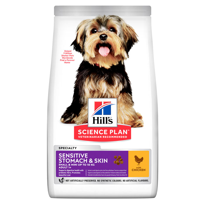 HILL'S SCIENCE PLAN SENSITIVE STOMACH & SKIN SMALL & MINI –  сухой корм с курицей для взрослых собак малых пород с чувствительной кожей и пищеварением