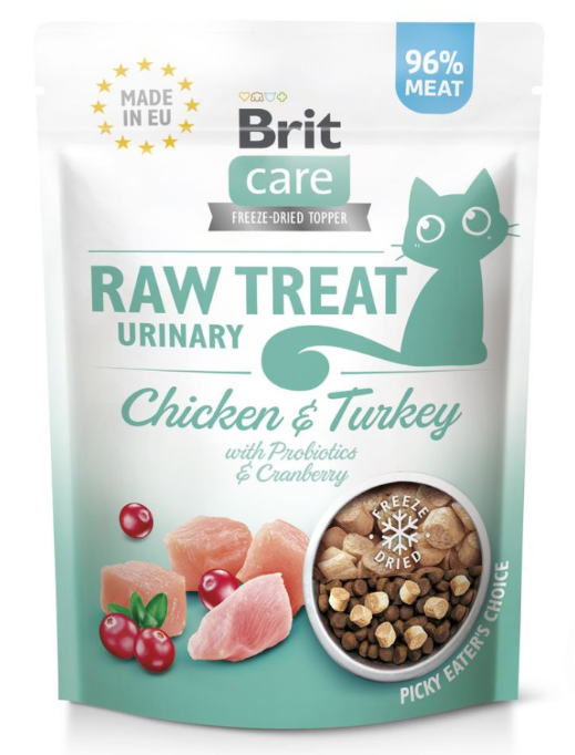 Brit Raw Treat Urinary Freeze-dried - сублимированные лакомства с курицей и индейкой для кошек