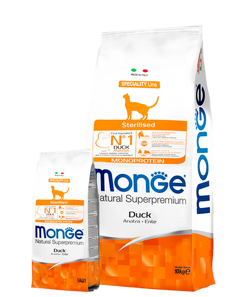 MONGE STERILISED MONOPROTEIN DUCK – сухой корм с уткой для стерилизованных кошек