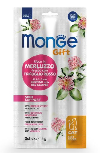 Monge Gift Soft Sticks Cat Skin support тріска з червоною конюшиною