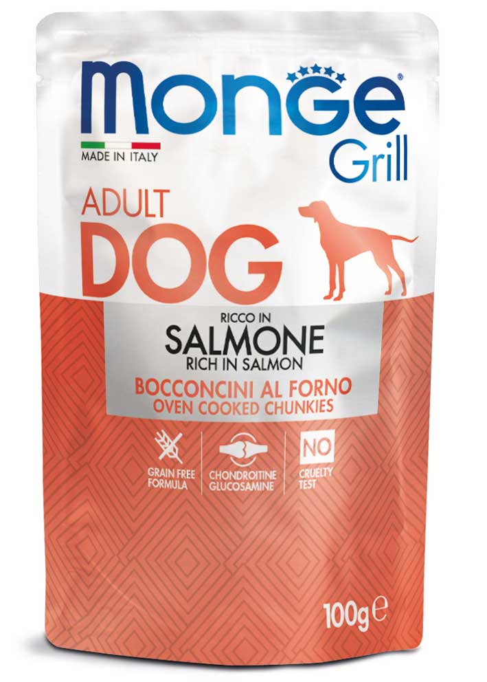 MONGE GRILL WITH SALMON — влажный корм с лососем для собак