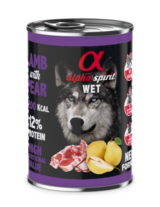 Alpha Spirit Lamb With Pear – влажный корм с ягнятиной и грушами для взрослых собак