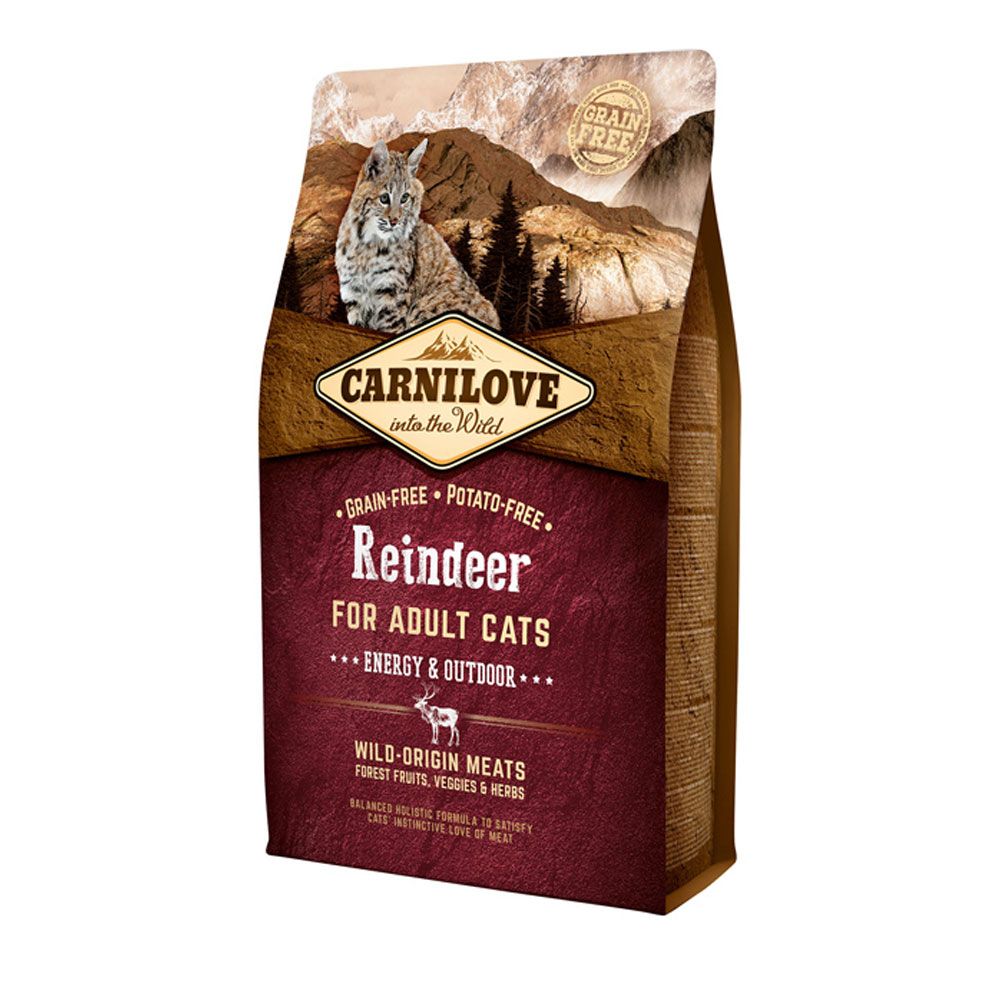 Carnilove Reindeer Energy & Outdoors – беззерновой сухой корм для активных котов с мясом северного оленя