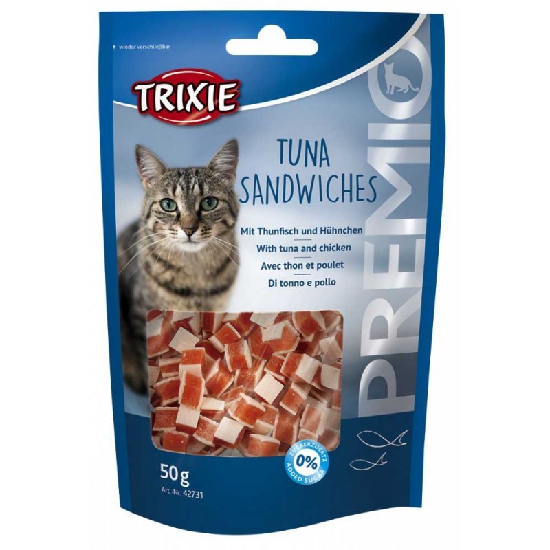 Trixie Premio Tuna Sandwiches  – лакомство для котов с тунцом,сайдой и куриным филе в виде сендвичей