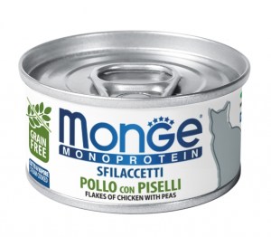 MONGE MONOPROTEIN FLAKES OF CHICKEN&PEAS – консерва с курицей и горошком для взрослых котов