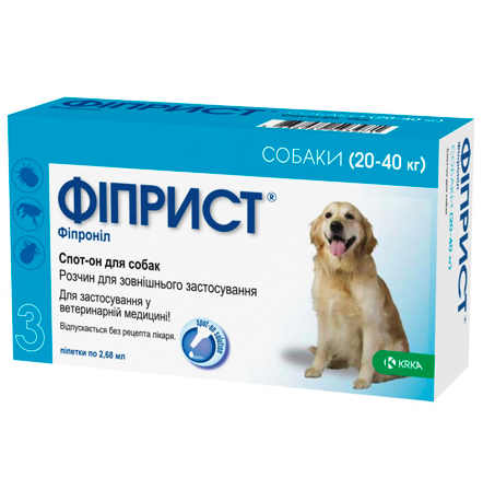 Фіпріст Спот-он - краплі для собак від бліх та кліщів від 20 кг до 40 кг