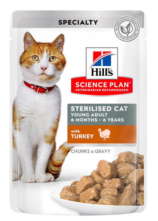 Hill's Science Plan Young Adult Sterilised Влажный корм для стерилизованных молодых взрослых кошек с индейкой