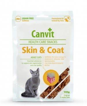 CANVIT Skin&Coat – напіввологі солодощі для доролсих котів для здоров'я шкіри та шерсті