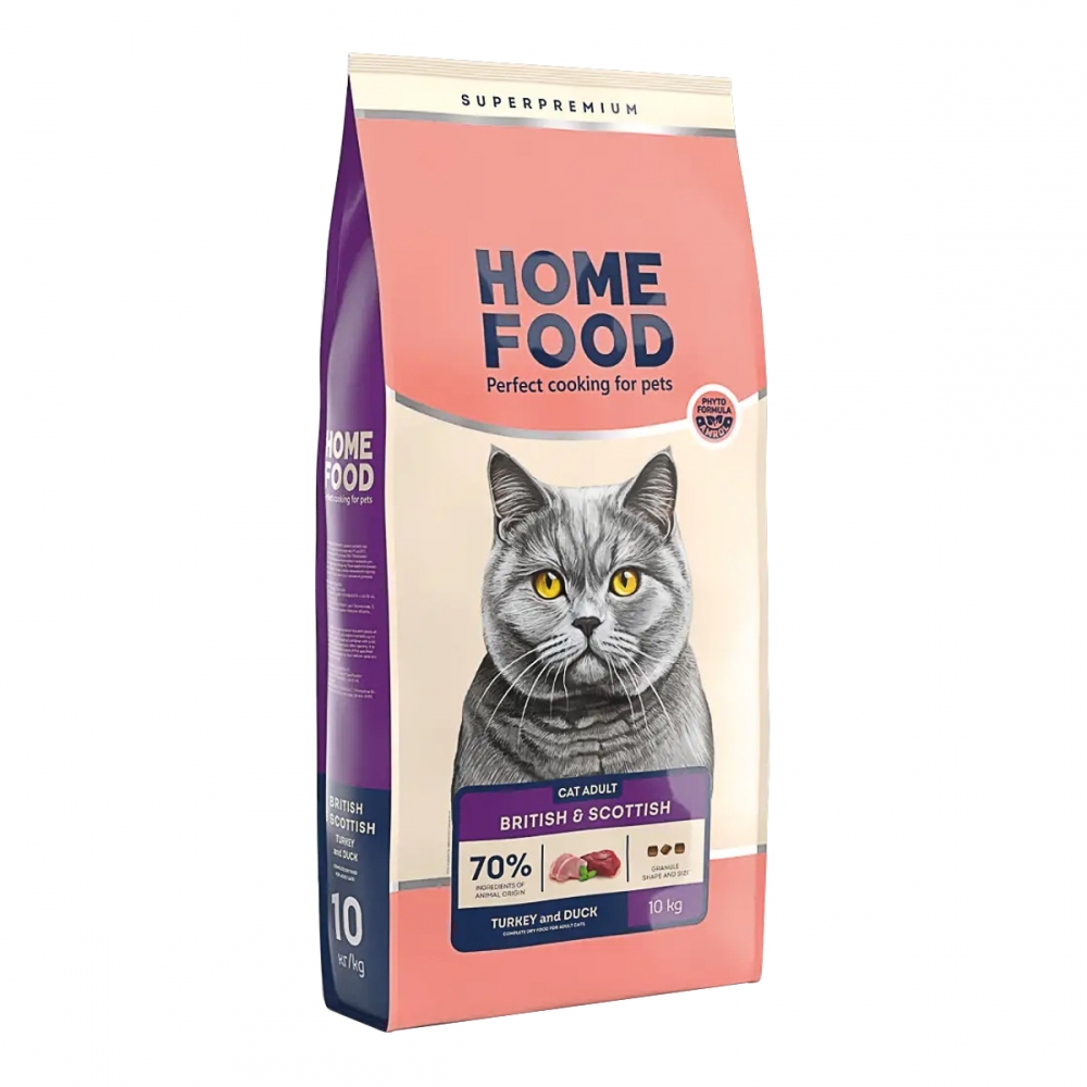 Home Food с индейкой и уткой – сухой корм для котов британской породы