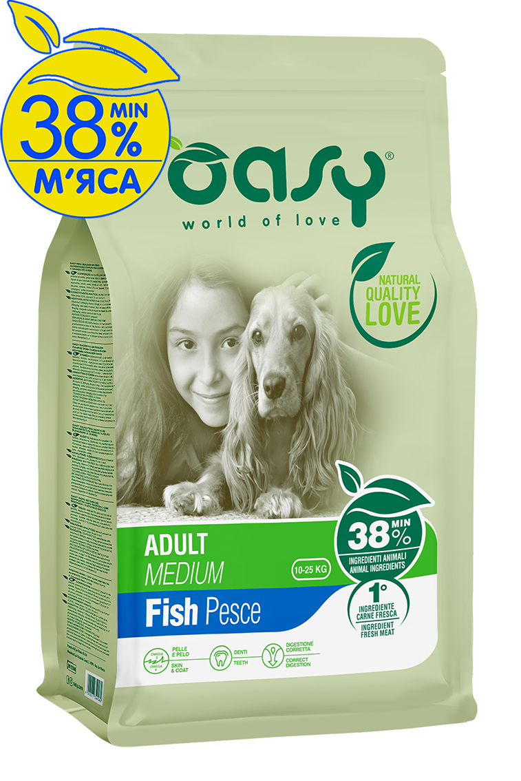 OASY LIFESTAGE Adult Medium Fish - Сухий корм для дорослих собак середніх порід з рибою