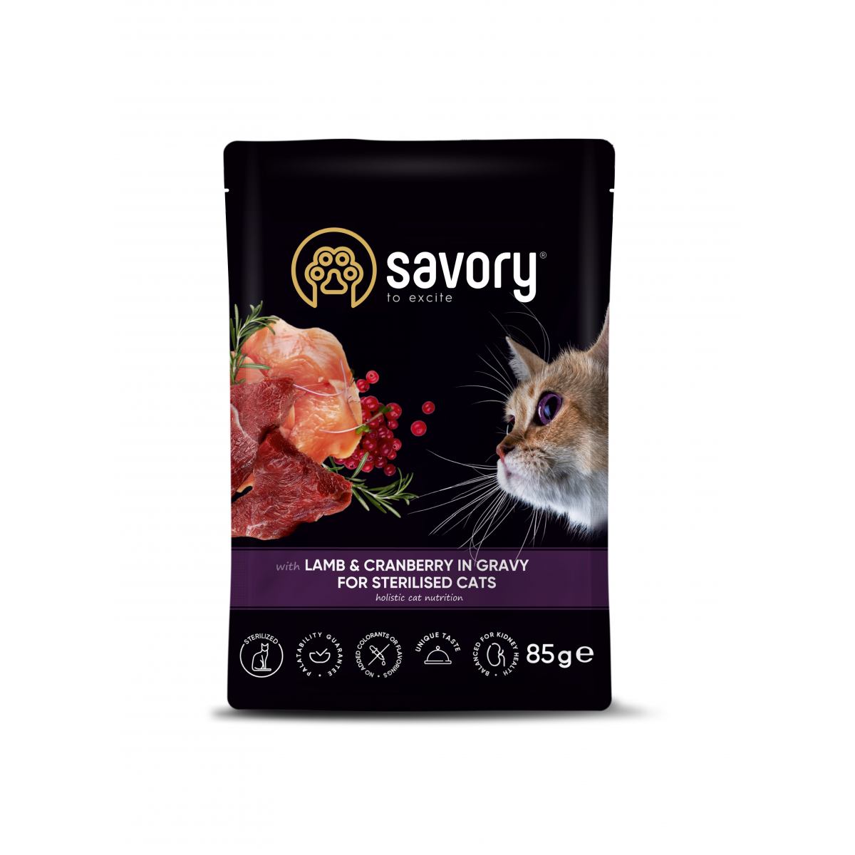 Savory Sterilized Cats Lamb & Cranberry in Gravy - вологий корм для стерилізованих котів ягня з буряком у соусі