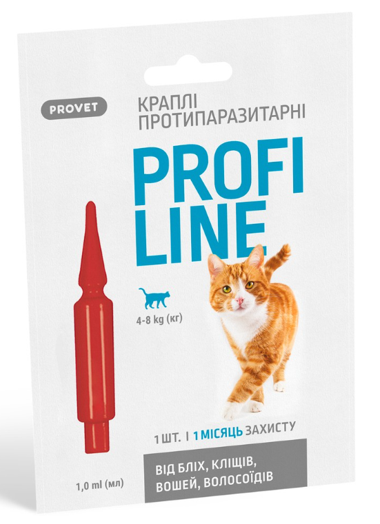 Provet Profiline краплі на холку інсектоакарицид для котів 4-8 кг 