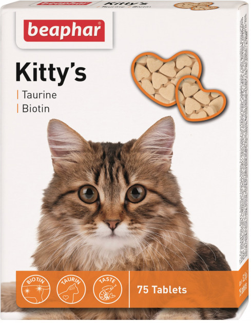 Beaphar Kittys + Taurine + Biotine – витаминизированное лакомство с биотином и таурином для взрослых котов