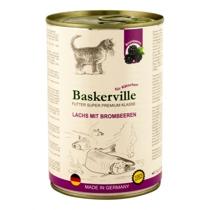 Baskerville консервы с лососем и ежевикой для котят