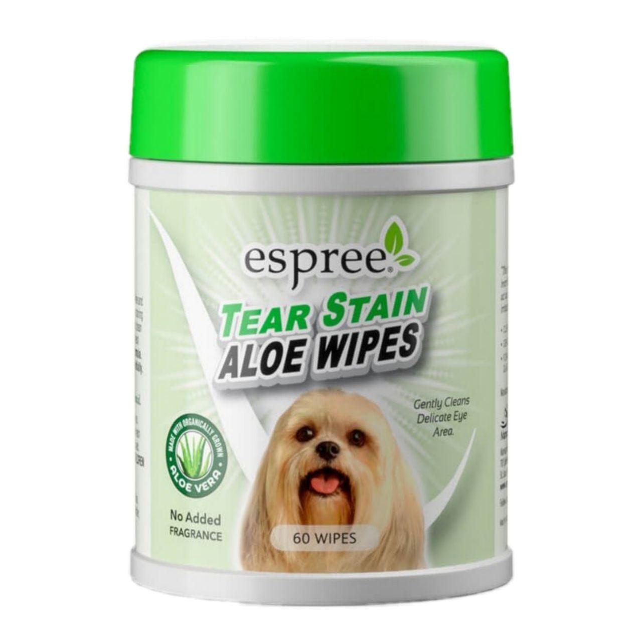 Espree Tear Stain Aloe Wipes – вологі серветки для догляду за очима для собак