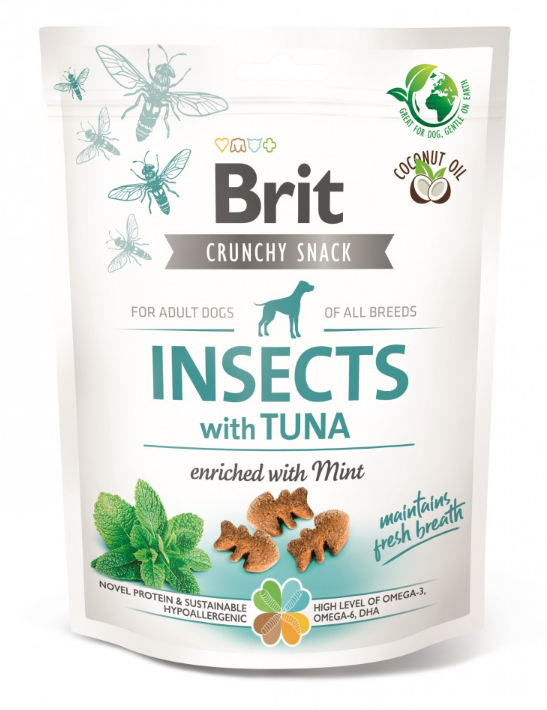 Brit Care Dog Crunchy Cracker Insects Tuna - функціональні ласощі з комахами та тунцем для собак