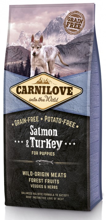 Carnilove Puppy Salmon & Turkey – беззерновой сухой корм  с лососем и индейкой для щенков всех пород