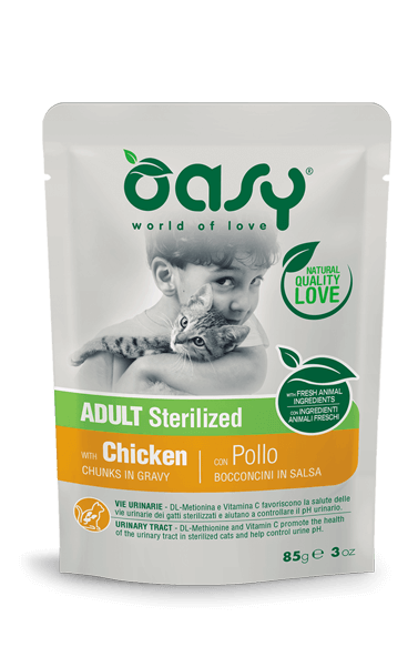 OASY CAT Adult Sterilized курица – кусочки курки в соусе для кастрированных котов  или стерилизованных взрослых кошек