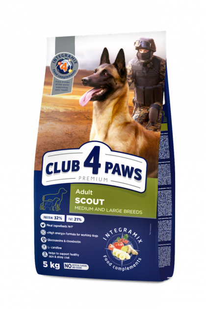 CLUB 4 PAWS PREMIUM SCOUT – сухий корм для робочих собак середніх і крупних порід