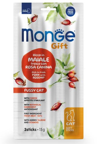 Monge Gift Soft Sticks Fussy Cat свинина с шиповником и сыром