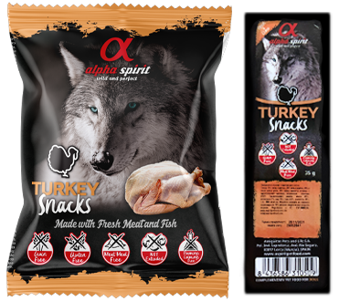 ALPHA SPIRIT SNACKS TURKEY – полувлажное гипоалергенное лакомство с индейкой для взрослых собак