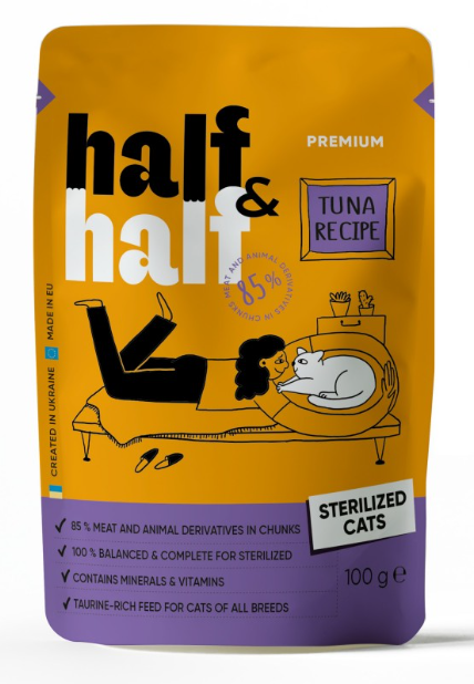 Half&Half Sterilized Cat Tuna recipe  – влажный корм с тунцом в желе для стерилизованных котов