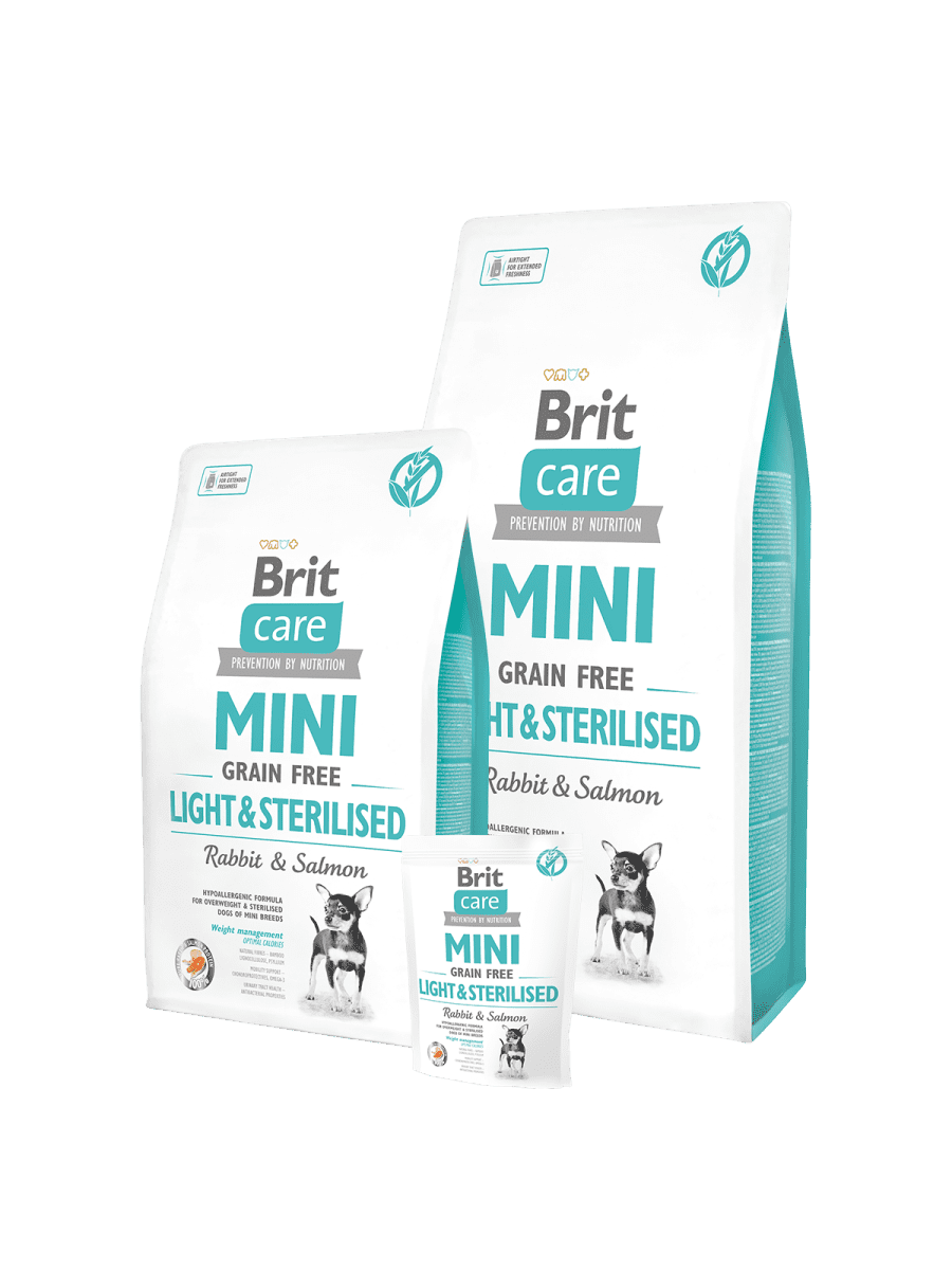 BRIT CARE MINI GRAIN FREE LIGHT & STERILISED – сухой корм для собак малых пород с избыточным весом или для стерилизованных собак
