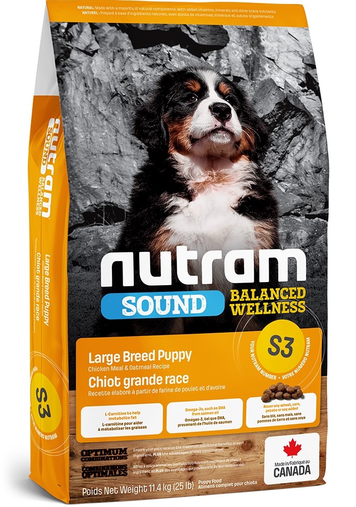 Nutram S3 Sound Balanced Wellness Puppy Large Breed – сухий корм із куркою і вівсянкою для цуценят великих порід