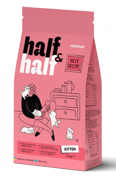 Half&Half Kitten Beef recipe - сухий корм з яловичиною для кошенят