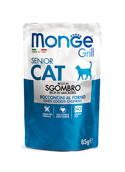 MONGE GRILL WITH MACKEREL SENIOR — влажный корм со скумбрией для пожилых котов