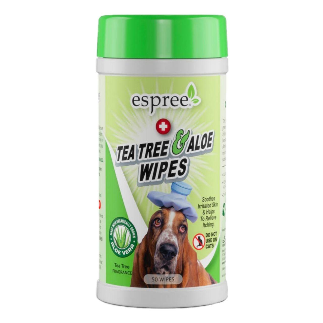Espree Tea Tree and Aloe Wipes – вологі серветки з олією чайного дерева й алое вера для собак