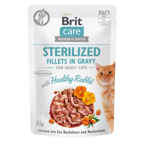 BRIT CARE CAT STERILISED RABBIT POUCH – консерви в соусі з кроликом для стерилізованих котів
