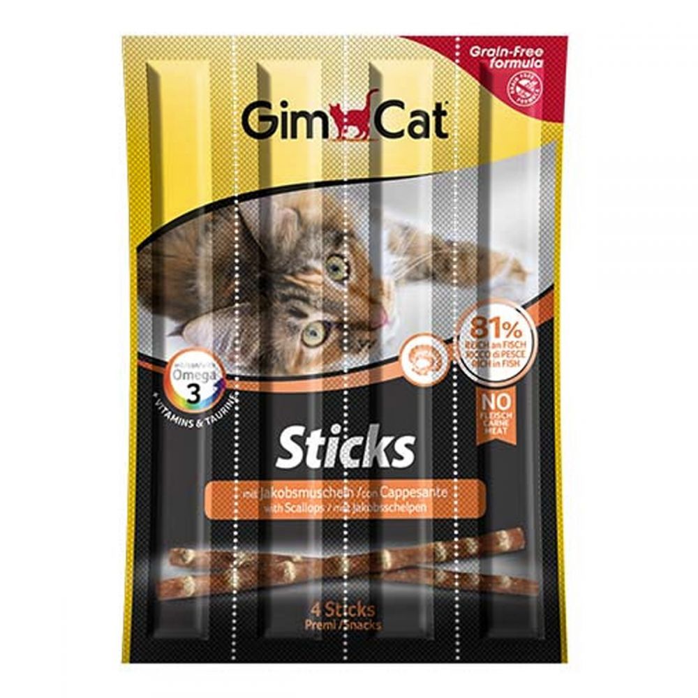 GimCat Sticks Salmon and Scallops – палочки с лососем и гребешками для котов