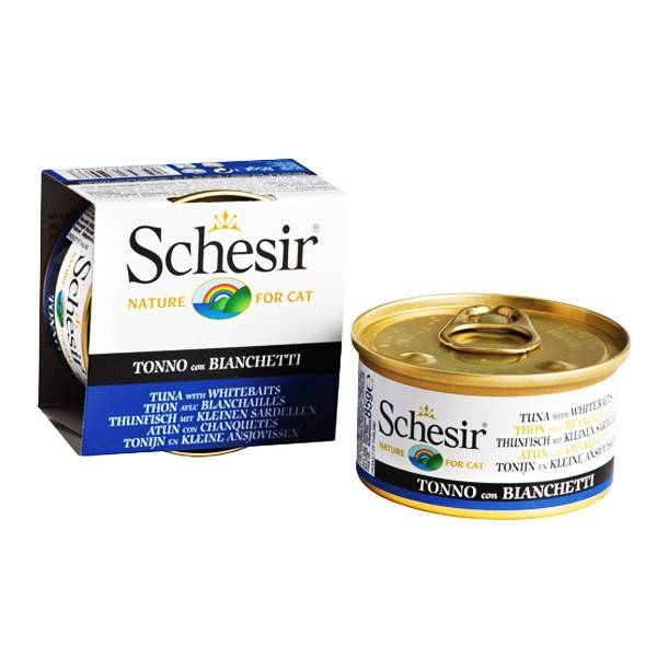 Schesir Tuna Whitebait  консерви з тунцем і мальками для дорослих котів