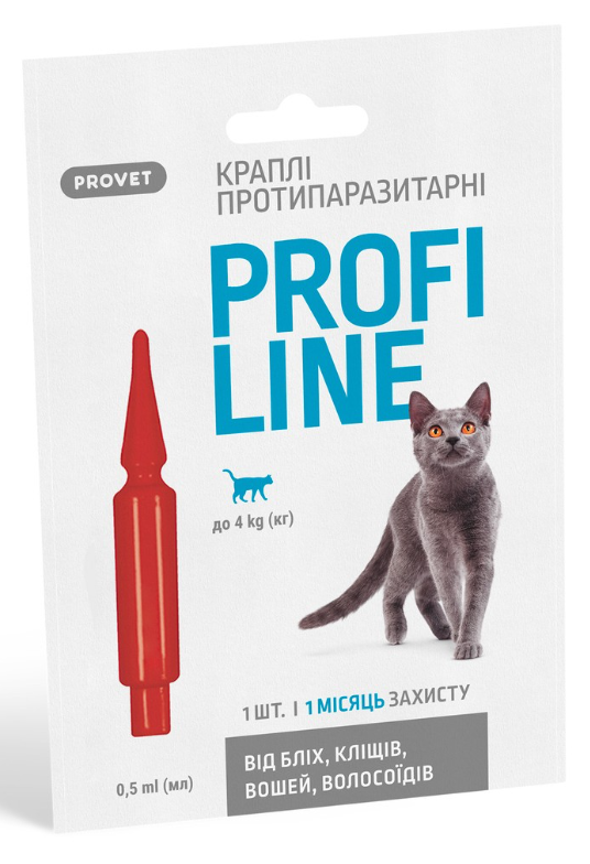 Provet Profiline краплі на холку інсектоакарицид для котів до 4 кг 