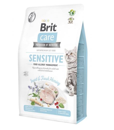 BRIT CARE CAT GF INSECT – cухой корм с насекомыми и рыбой для кошек с пищевой непереносимостью с насекомыми и рыбой