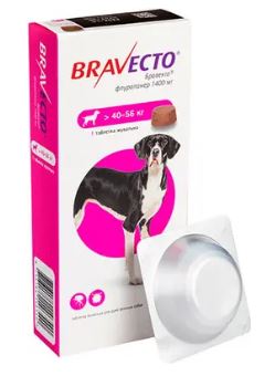 Bravecto жевательные таблетки от блох и клещей для собак весом от 40 кг до 56 кг