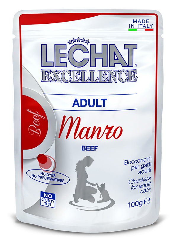 Monge Lechat Cat Adult with Beef - мясные кусочки для взрослых котов с говядиной