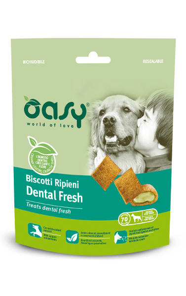 OASY DOG TREATS Dental Fresh -  подушечки с куриной кремовой начинкой для зубов